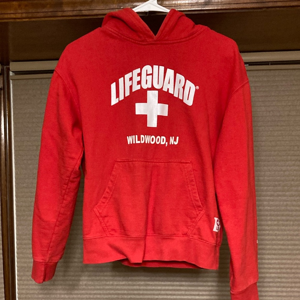 Red Wildwood Lifeguard Hoodie Sweatshirt